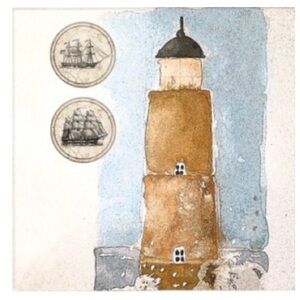 Blueink Studios Lighthouse Cocktail Beverage Paper Napkins, 40 ct